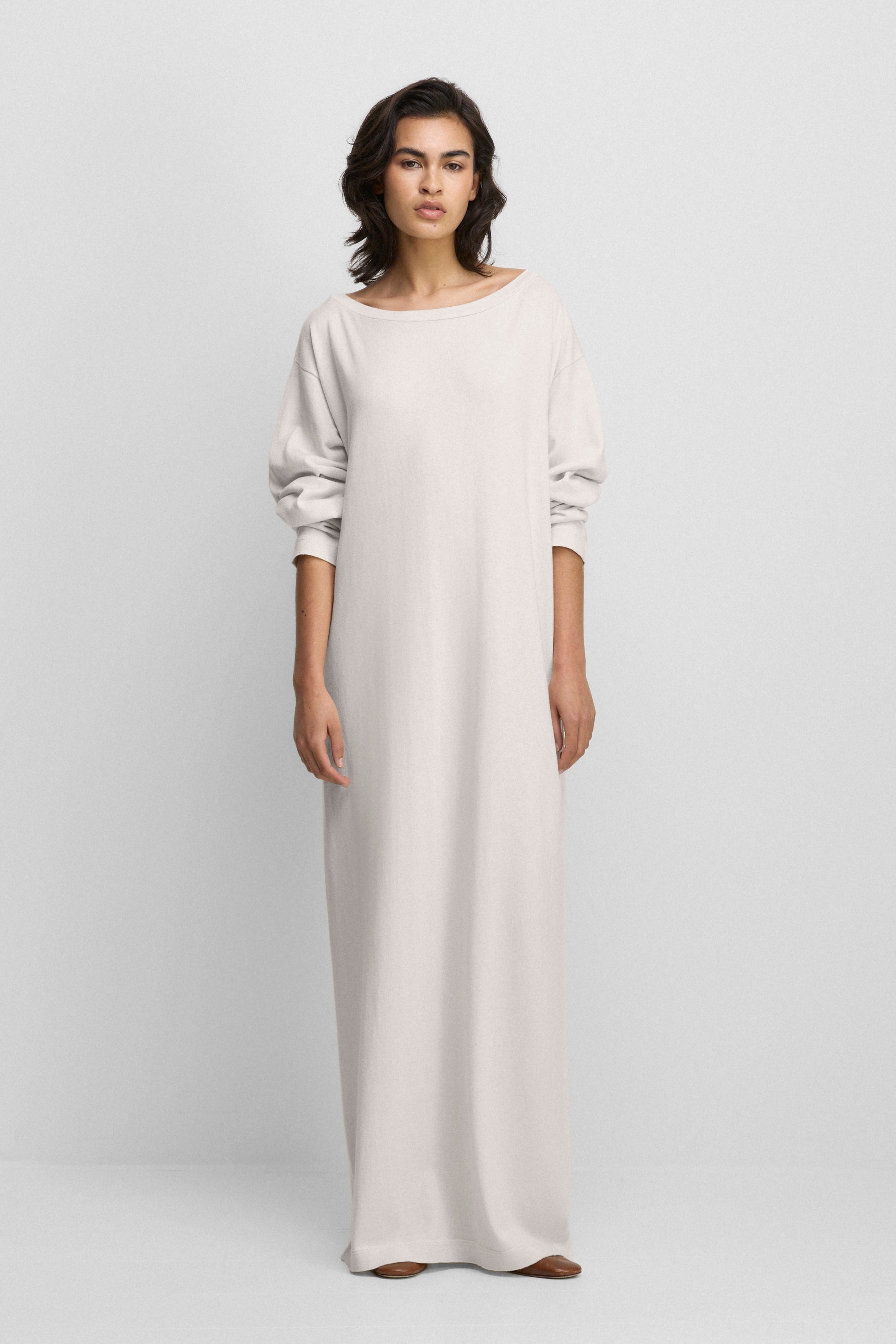 white cashmere dress Washed Silk Rib in Ivory this dress offers a timeless silhouette with a contemporary edge. luxurious cashmere dresses by extreme
