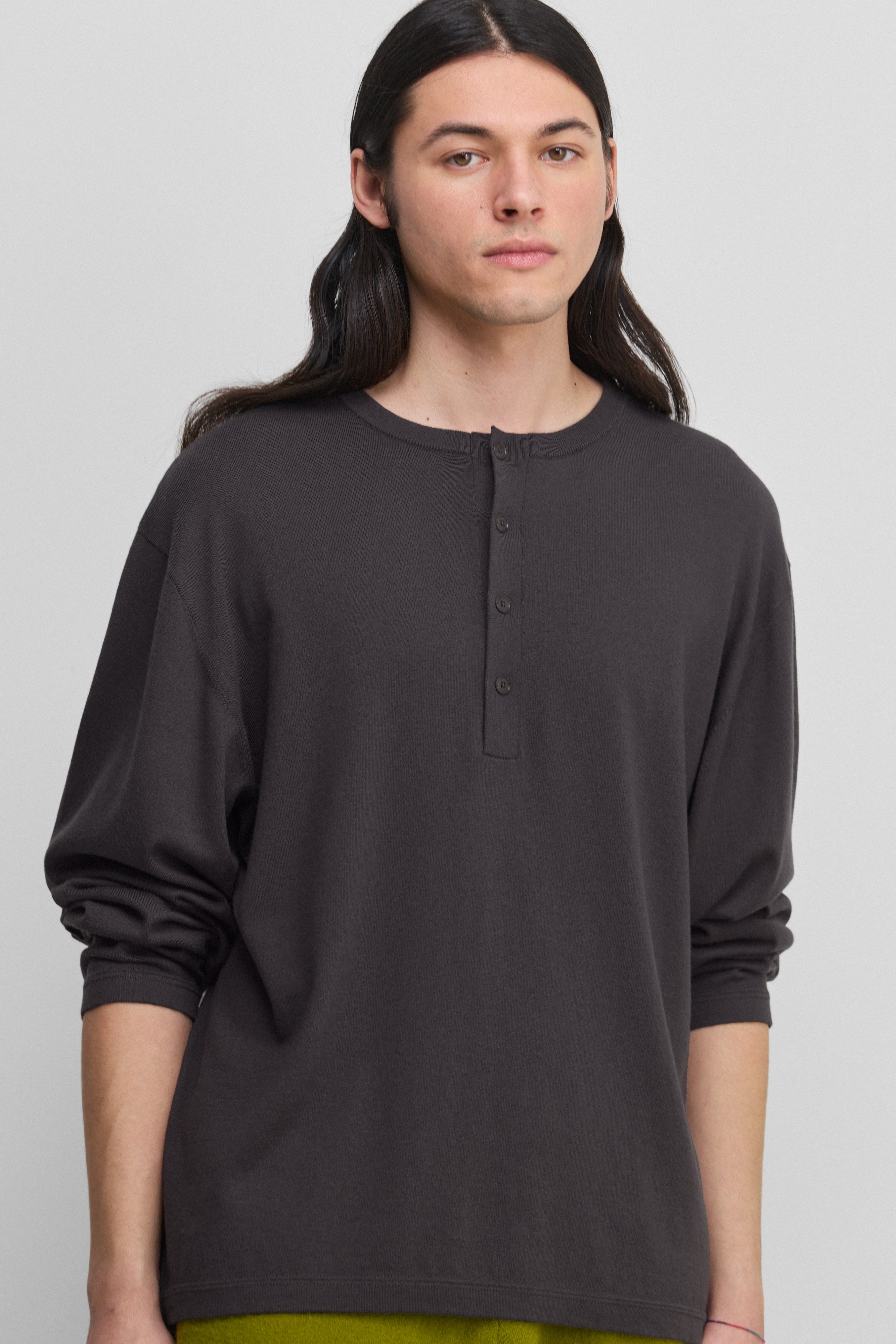 カットソー(長袖/七分) ENOF layered tops 2024FW black extreme cashmere cotton t-shirt longsleeve 407 fatou – extreme