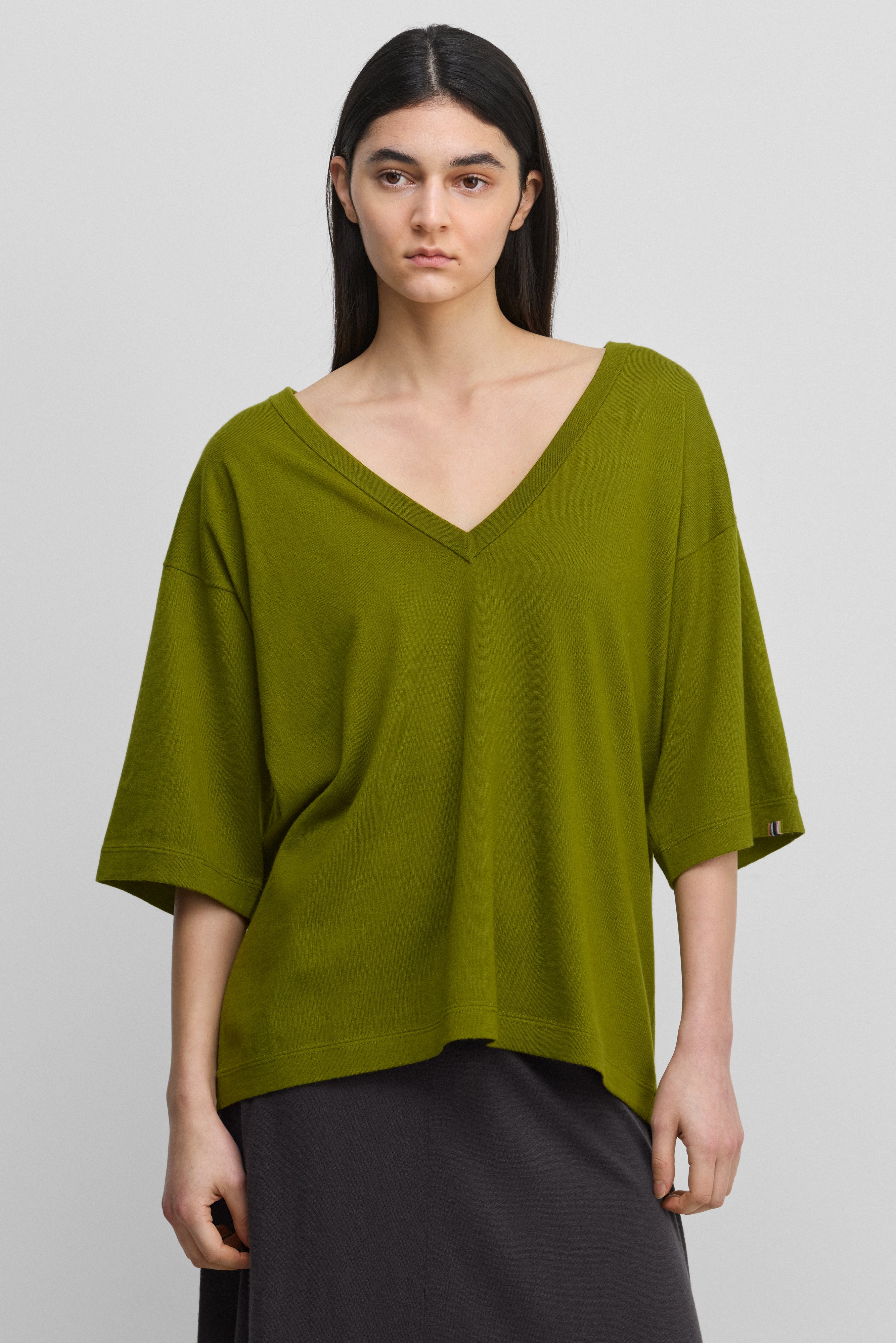 extreme cashmere cotton v-neck t-shirt – 406 indi – extreme cashmere x