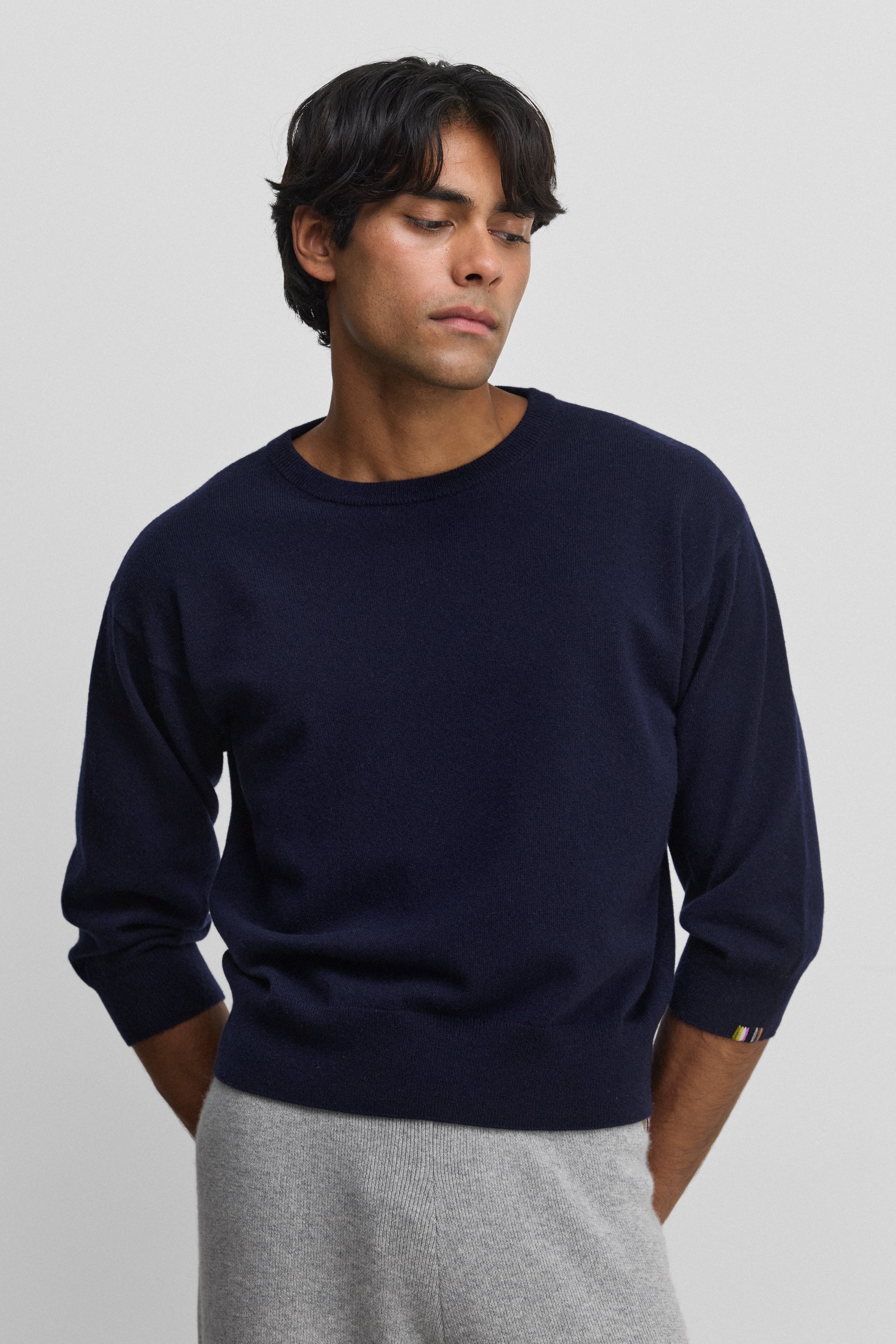 extreme cashmere 3/4 sleeve sweater light 398 jewel – extreme