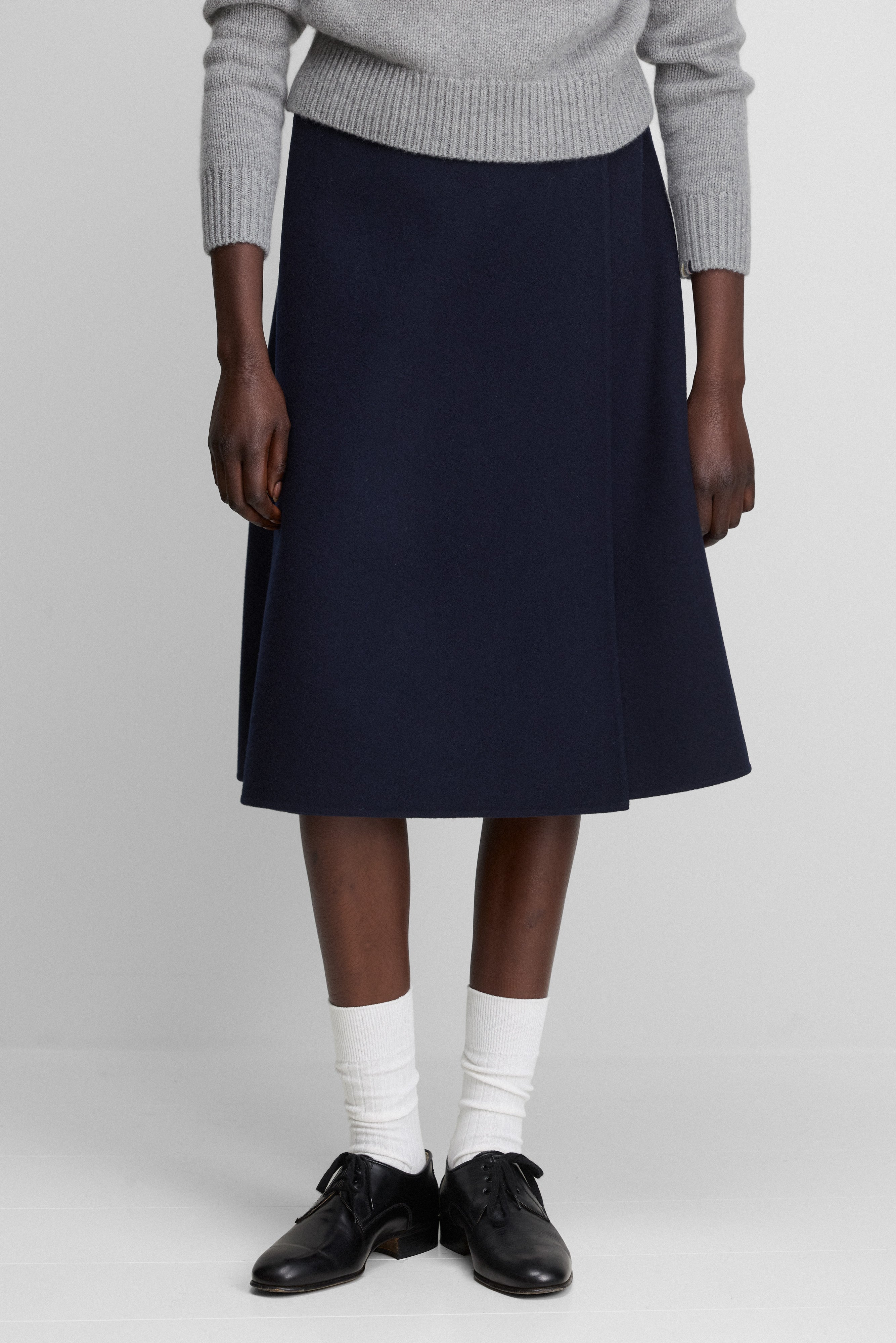 extreme cashmere double-face midi skirt 465 line – extreme cashmere x