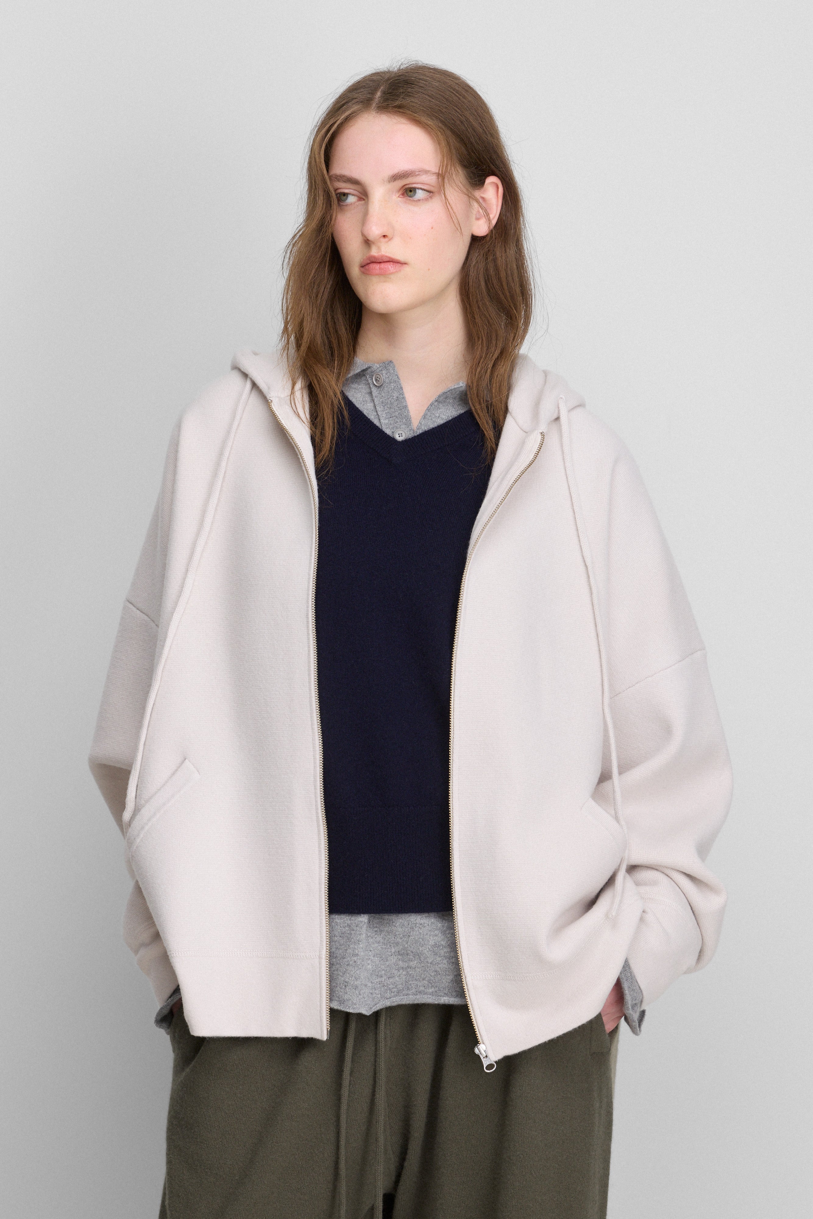 extreme cashmere zip-up hooded cardigan – 460 donnie – extreme