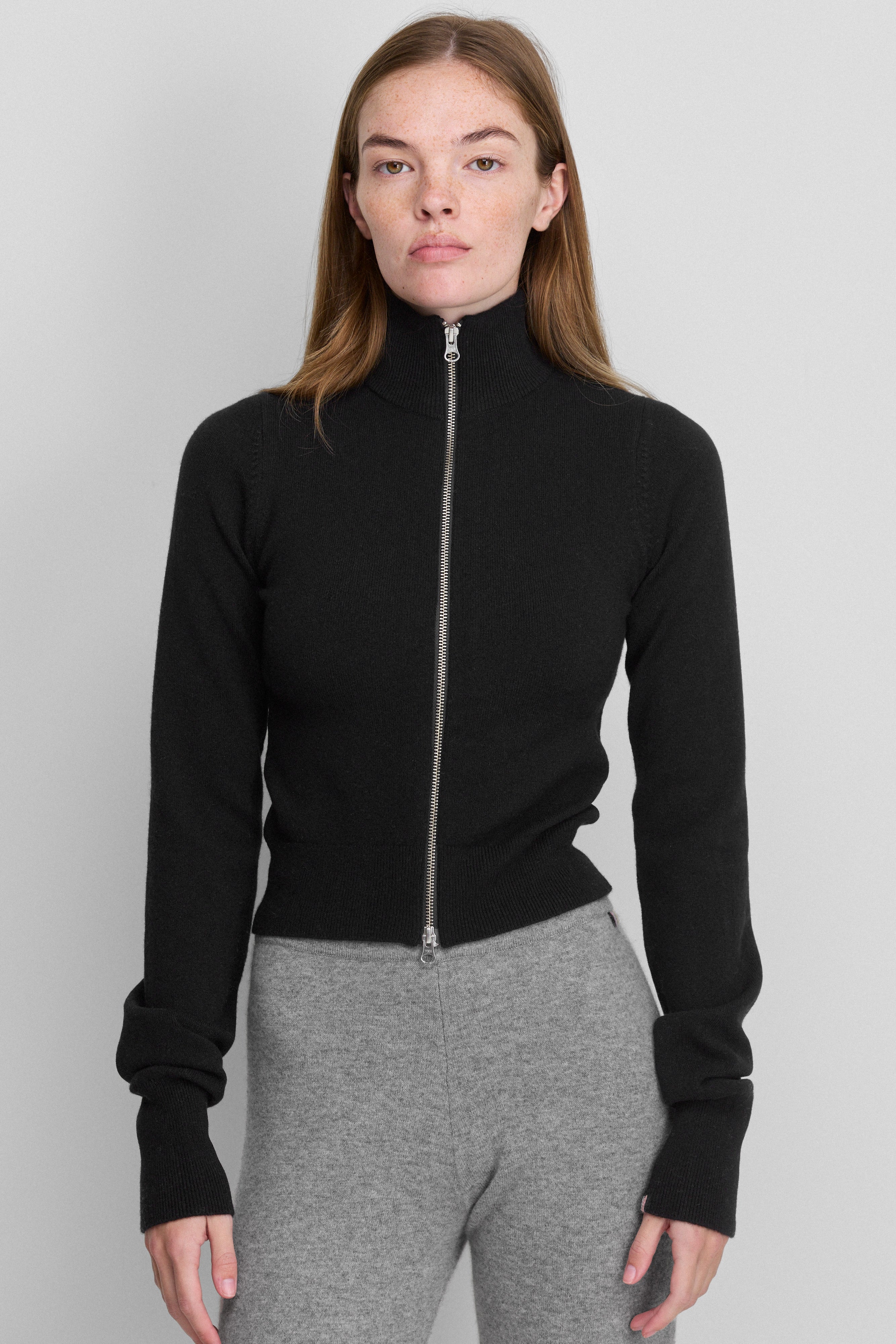 extreme cashmere mock-neck zip cardigan n°302 lemon – extreme