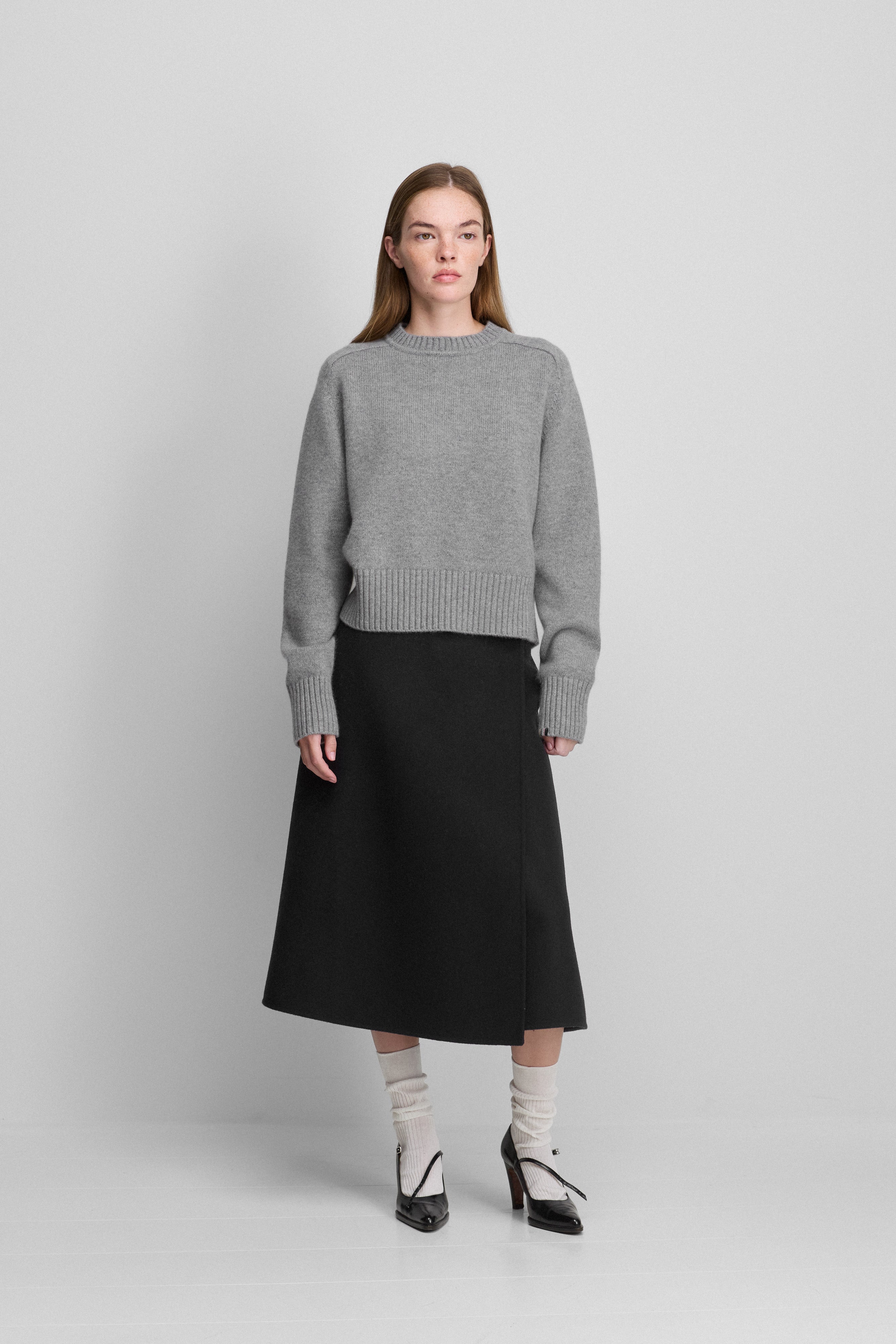 extreme cashmere double-face midi skirt 465 line – extreme cashmere x