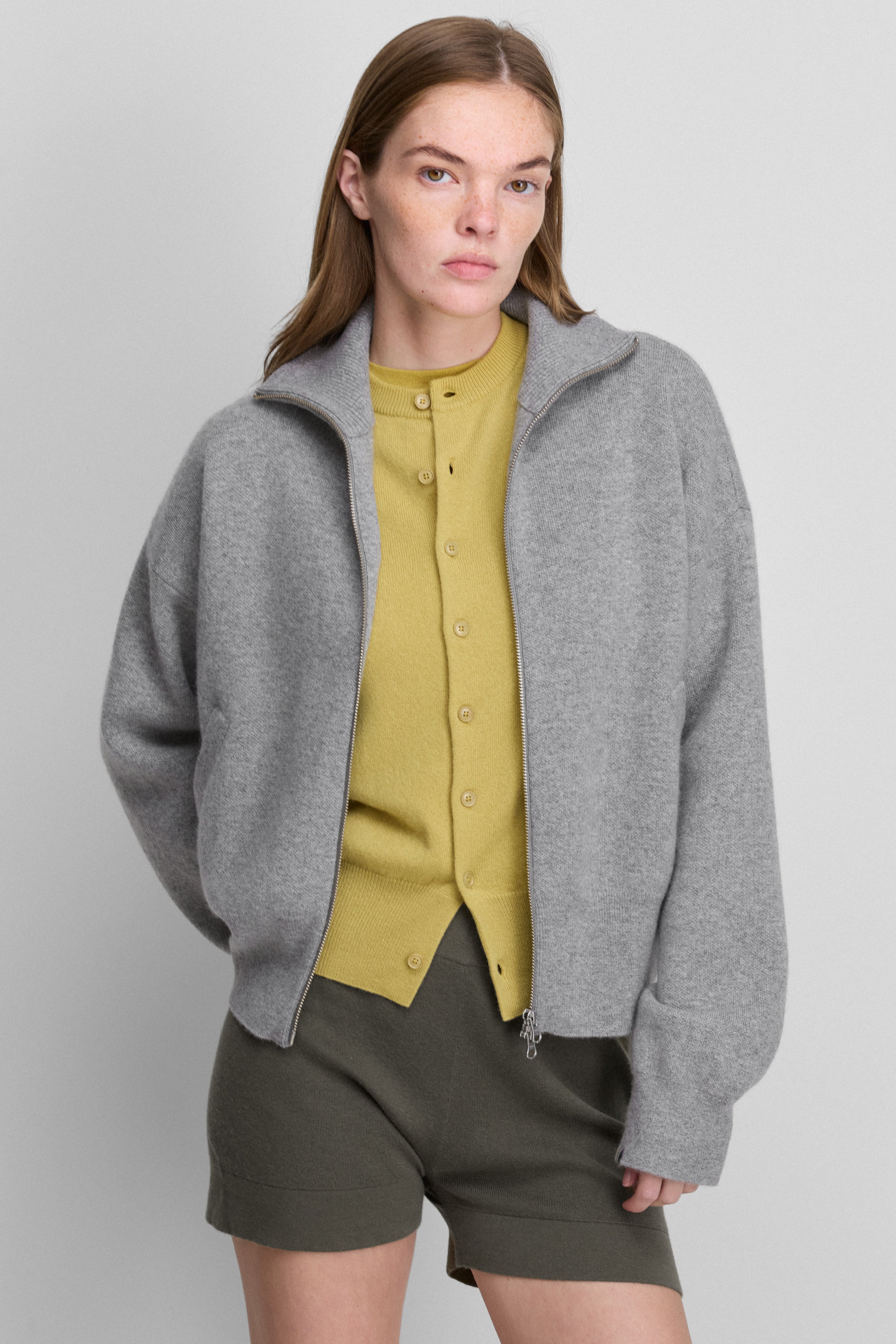 extreme cashmere zip-up cardigan pure 385 xtra cute – extreme